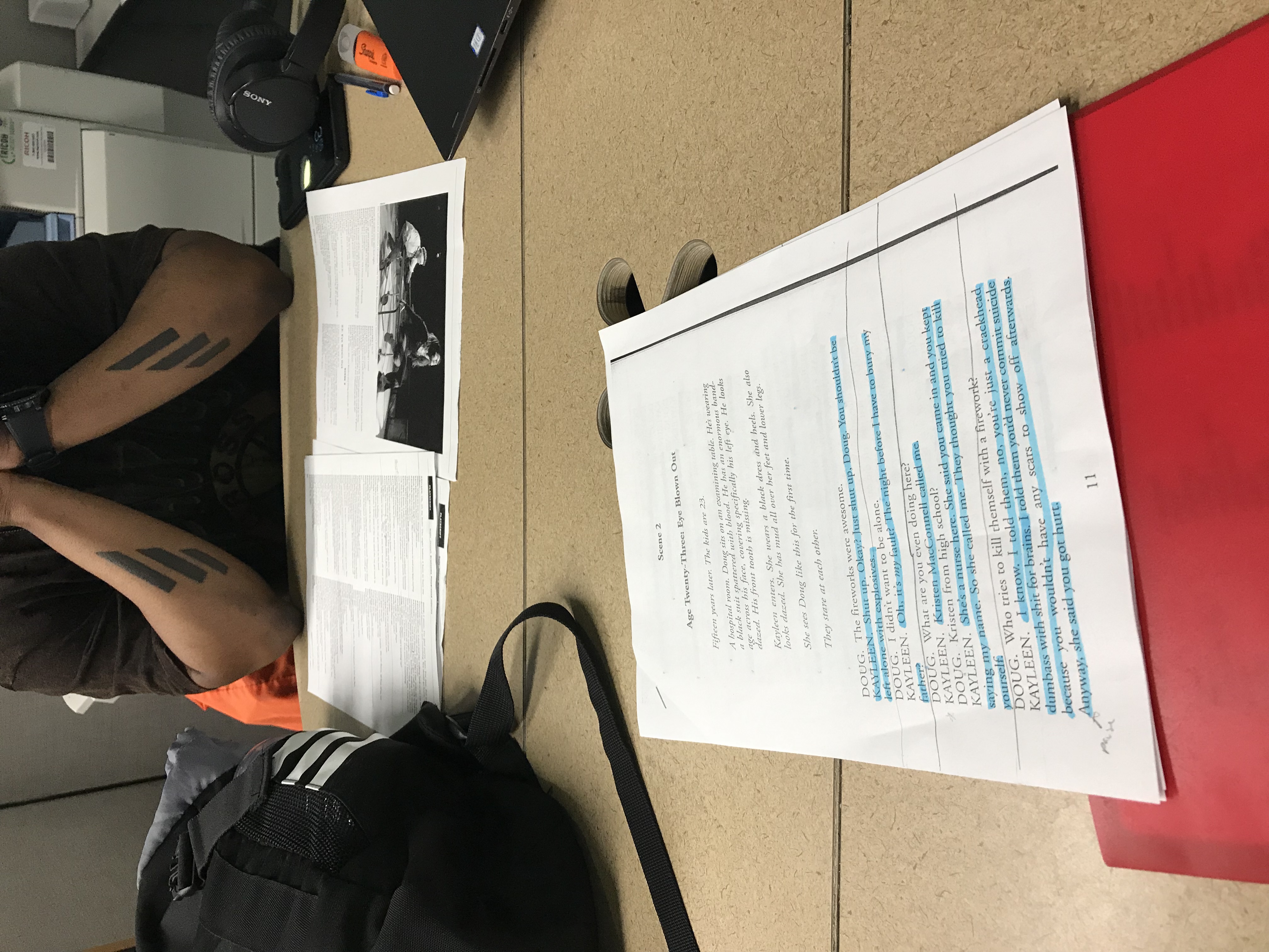 Me and Eli practicing our beat analysis (sorry for the sideways photo)